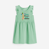 Happy New Year 2026 – Party Tiger | Customized Frock for Girls - MINT GREEN - 1 - 2 Years Old (Chest 22" , Full Length 22")