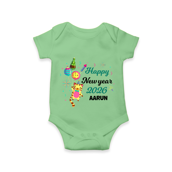 Happy New Year 2026 – Party Tiger | Customized Romper for Kids - GREEN - New Born (Chest 14")