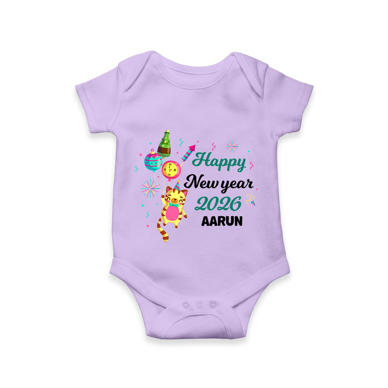 Happy New Year 2026 – Party Tiger | Customized Romper for Kids - LILAC - New Born (Chest 14")