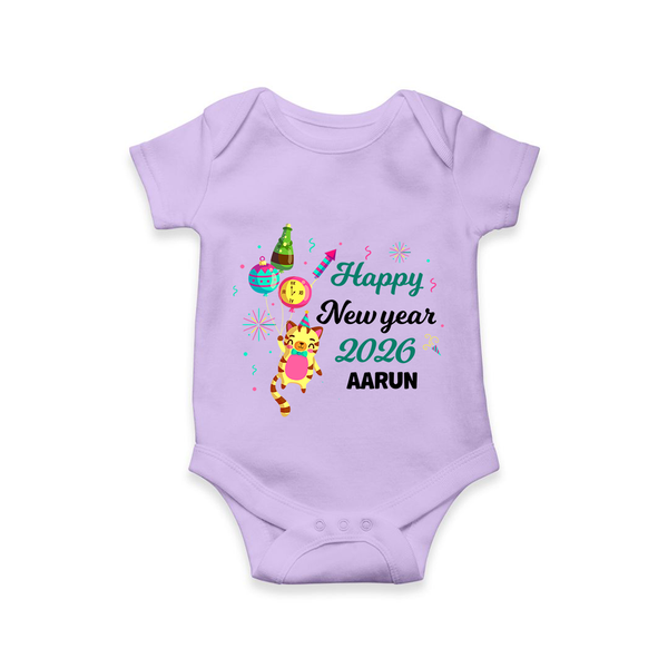 Happy New Year 2026 – Party Tiger | Customized Romper for Kids - LILAC - New Born (Chest 14")