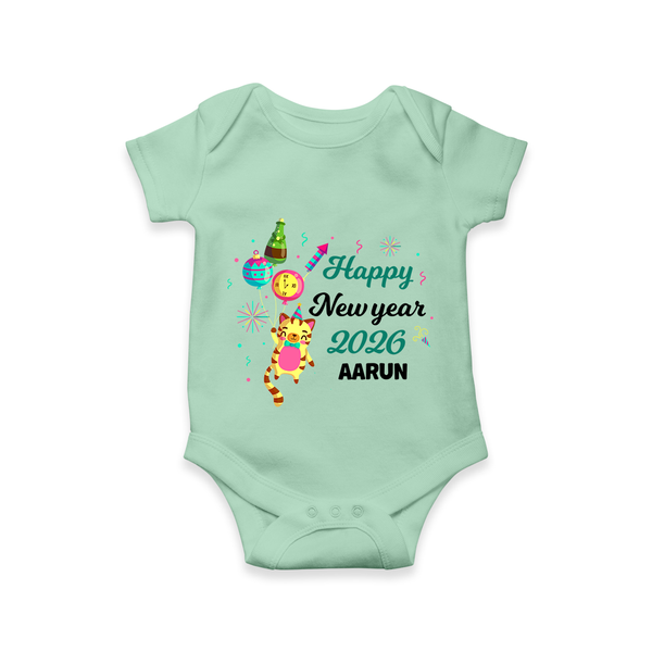 Happy New Year 2026 – Party Tiger | Customized Romper for Kids - MINT GREEN - New Born (Chest 14")