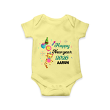 Happy New Year 2026 – Party Tiger | Customized Romper for Kids - PASTEL YELLOW - New Born (Chest 14")
