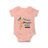 Happy New Year 2026 – Party Tiger | Customized Romper for Kids - PEACH - New Born (Chest 14")