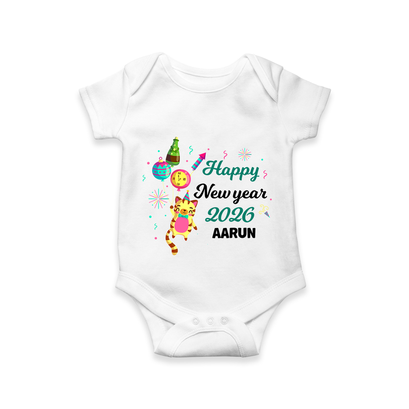 Happy New Year 2026 – Party Tiger | Customized Romper for Kids - WHITE - New Born (Chest 14")