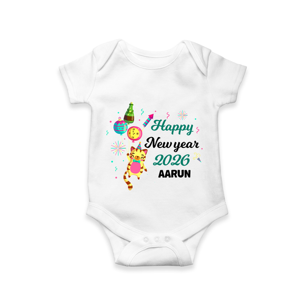 Happy New Year 2026 – Party Tiger | Customized Romper for Kids - WHITE - New Born (Chest 14")
