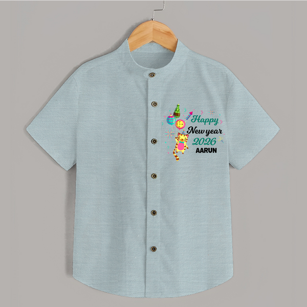 Happy New Year 2026 – Party Tiger | Customized Shirt for Kids - ARCTIC BLUE - 0 - 6 Months Old (Chest 23")