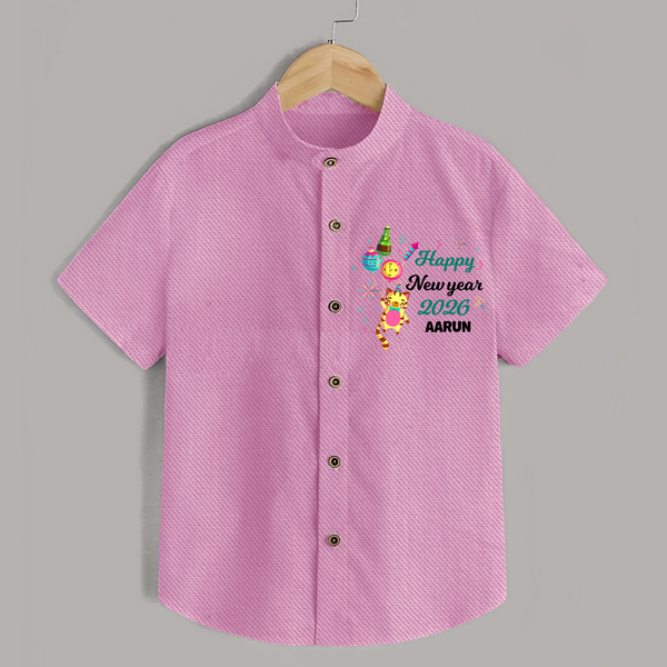 Happy New Year 2026 – Party Tiger | Customized Shirt for Kids - BABY PINK - 0 - 6 Months Old (Chest 23")