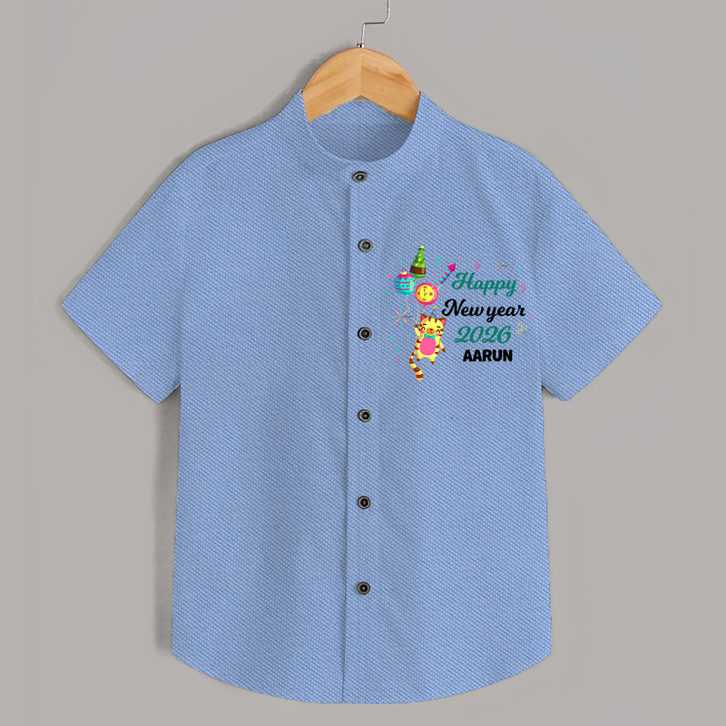 Happy New Year 2026 – Party Tiger | Customized Shirt for Kids - SKY BLUE - 0 - 6 Months Old (Chest 23")