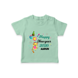 Happy New Year 2026 – Party Tiger | Customized T-Shirt for Kids - MINT GREEN - 0-5 Months Old (Chest 17")
