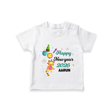 Happy New Year 2026 – Party Tiger | Customized T-Shirt for Kids - WHITE - 0-5 Months Old (Chest 17")