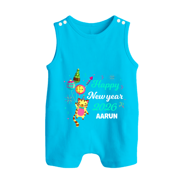 Happy New Year 2026 – Party Tiger | Customized Romper Suit   - SKY BLUE - 0 - 5 Months Old (Chest 18")