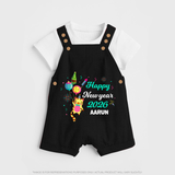 Happy New Year 2026 – Party Tiger | Customized Dungaree for Kids - BLACK - 0 - 5 Months Old (Chest 18")