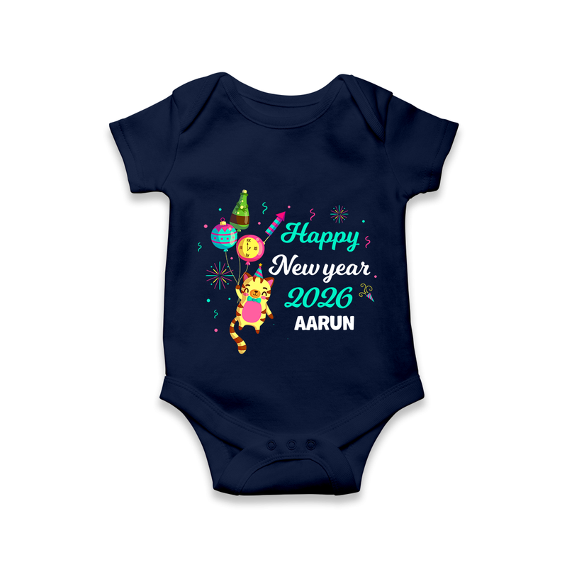 Happy New Year 2026 – Party Tiger | Customized Romper for Kids - NAVY BLUE - New Born (Chest 14")