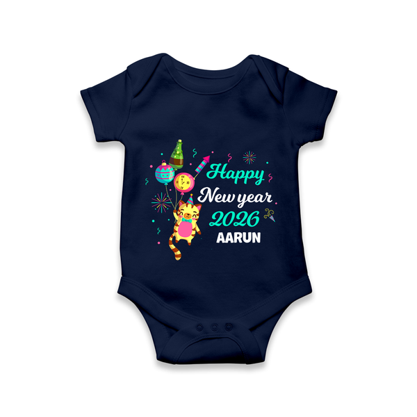 Happy New Year 2026 – Party Tiger | Customized Romper for Kids - NAVY BLUE - New Born (Chest 14")