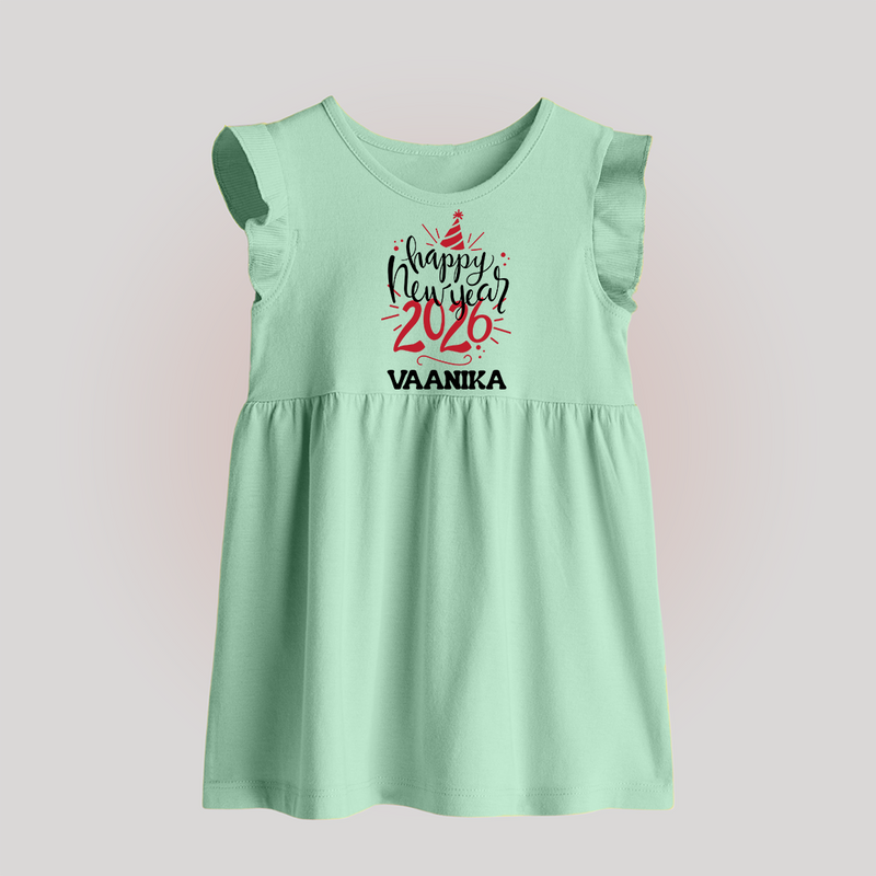 Happy New Year 2026 – Gold Party | Personalised Baby Frock   - MINT GREEN - 0 - 3 Months Old (Chest 17")