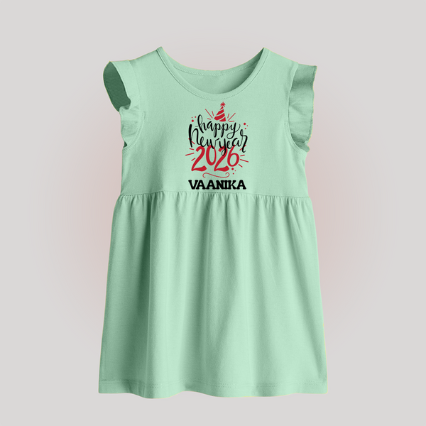 Happy New Year 2026 – Gold Party | Personalised Baby Frock   - MINT GREEN - 0 - 3 Months Old (Chest 17")