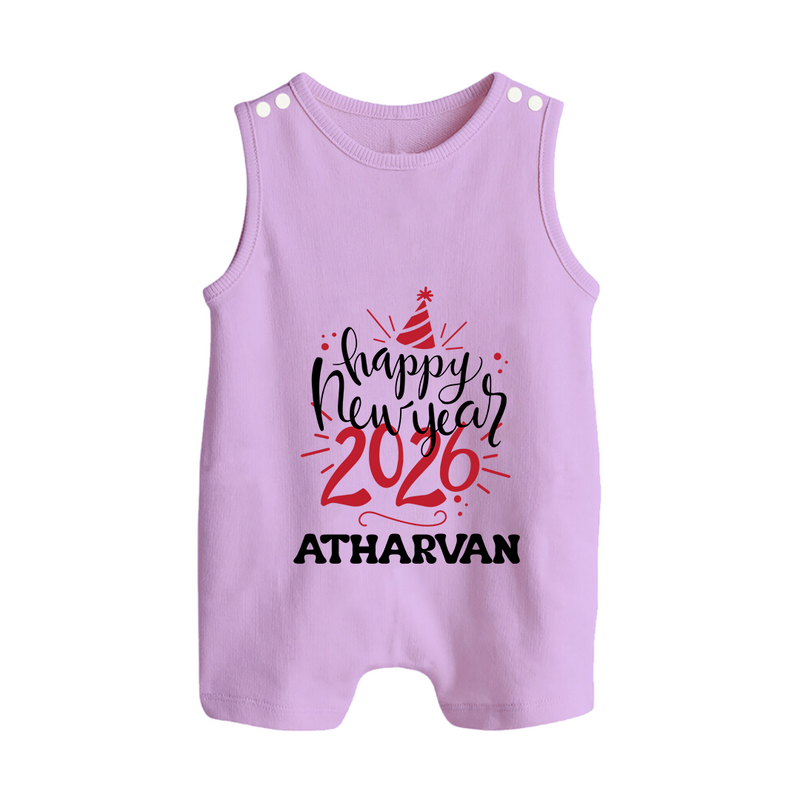 Happy New Year 2026 – Gold Party | Personalised Romper Suit   - LILAC - 0 - 5 Months Old (Chest 18")