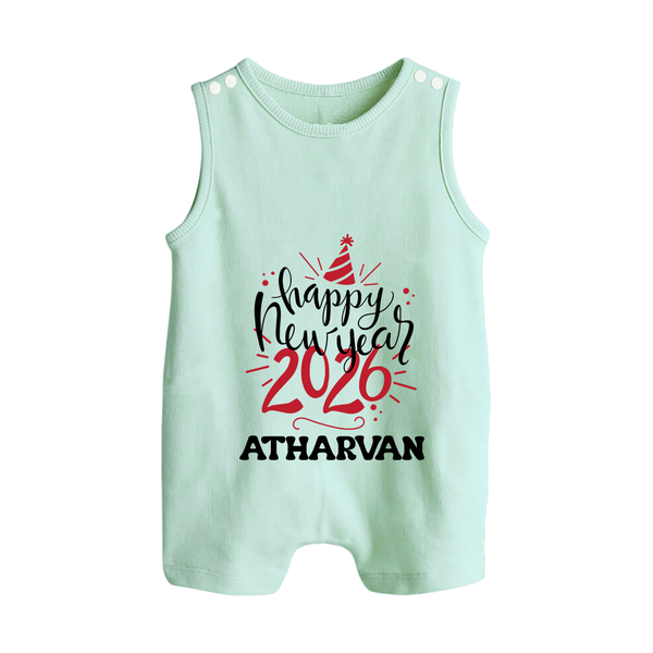 Happy New Year 2026 – Gold Party | Personalised Romper Suit   - MINT GREEN - 0 - 5 Months Old (Chest 18")