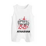 Happy New Year 2026 – Gold Party | Personalised Romper Suit   - WHITE - 0 - 5 Months Old (Chest 18")