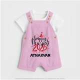 Happy New Year 2026 – Gold Party | Personalised Dungaree for Kids - BABY PINK - 0 - 5 Months Old (Chest 18")
