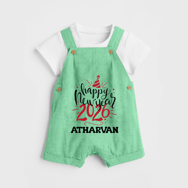 Happy New Year 2026 – Gold Party | Personalised Dungaree for Kids - GREEN - 0 - 5 Months Old (Chest 18")