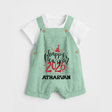 Happy New Year 2026 – Gold Party | Personalised Dungaree for Kids - MINT GREEN - 0 - 5 Months Old (Chest 18")