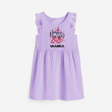 Happy New Year 2026 – Gold Party | Personalised Frock for Girls - LILAC - 1 - 2 Years Old (Chest 22" , Full Length 22")