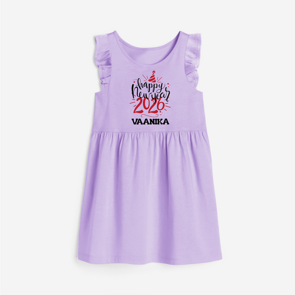Happy New Year 2026 – Gold Party | Personalised Frock for Girls - LILAC - 1 - 2 Years Old (Chest 22" , Full Length 22")