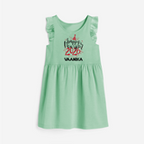 Happy New Year 2026 – Gold Party | Personalised Frock for Girls - MINT GREEN - 1 - 2 Years Old (Chest 22" , Full Length 22")