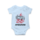 Happy New Year 2026 – Gold Party | Personalised Romper for Kids - BABY BLUE - New Born (Chest 14")