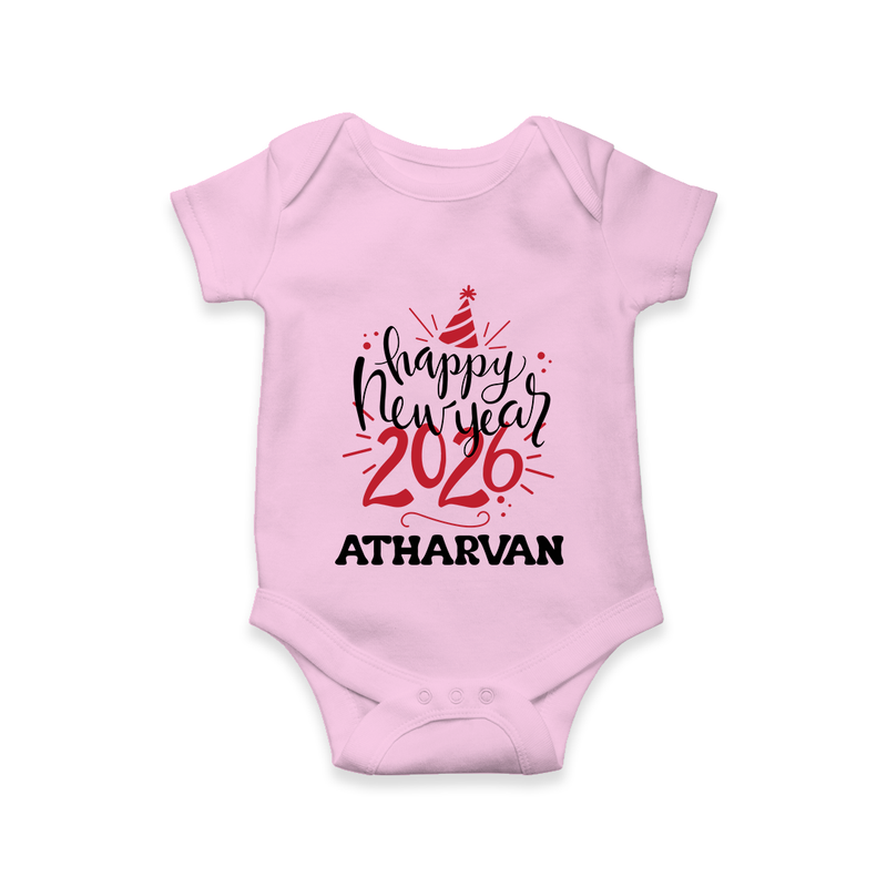 Happy New Year 2026 – Gold Party | Personalised Romper for Kids - BABY PINK - New Born (Chest 14")