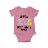 "Happy 2025 Let's Party" - New Year Themed Customized Romper For Babies With Name - ONION - 0 - 3 Months Old (Chest 16")