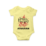 Happy New Year 2026 – Gold Party | Personalised Romper for Kids - PASTEL YELLOW - New Born (Chest 14")