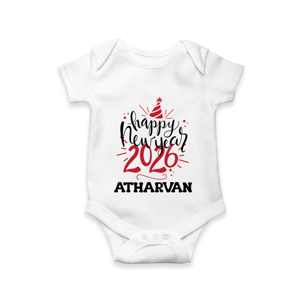 Happy New Year 2026 – Gold Party | Personalised Romper for Kids - WHITE - New Born (Chest 14")