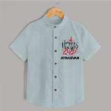 Happy New Year 2026 – Gold Party | Personalised Shirt for Kids - ARCTIC BLUE - 0 - 6 Months Old (Chest 23")