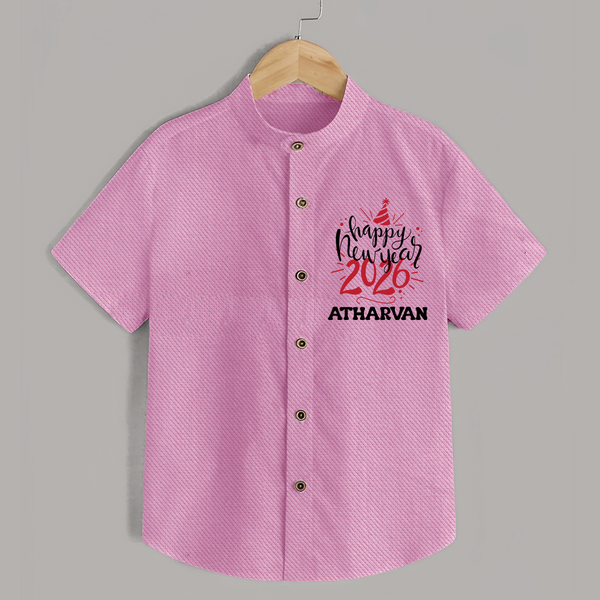 Happy New Year 2026 – Gold Party | Personalised Shirt for Kids - BABY PINK - 0 - 6 Months Old (Chest 23")