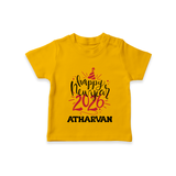 Happy New Year 2026 – Gold Party | Personalised T-Shirt for Kids - CHROME YELLOW - 0-5 Months Old (Chest 17")