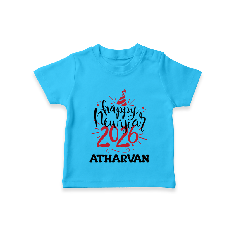 Happy New Year 2026 – Gold Party | Personalised T-Shirt for Kids - SKY BLUE - 0-5 Months Old (Chest 17")