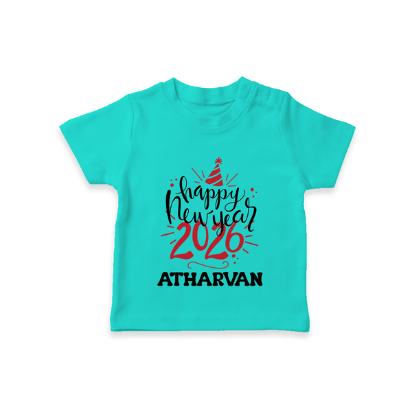Happy New Year 2026 – Gold Party | Personalised T-Shirt for Kids - TEAL - 0-5 Months Old (Chest 17")
