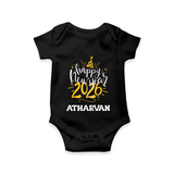 Happy New Year 2026 – Gold Party | Personalised Romper for Kids - BLACK - New Born (Chest 14")