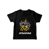 Happy New Year 2026 – Gold Party | Personalised T-Shirt for Kids - BLACK - 0-5 Months Old (Chest 17")