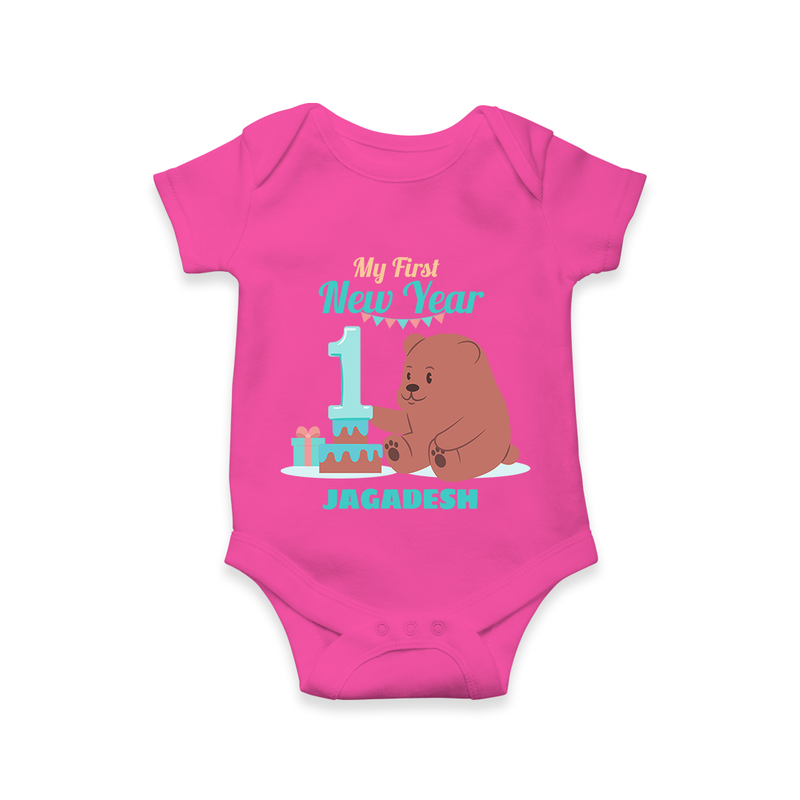 "My First New Year 2025 - Celebrating Memories With Our Customized Romper for Babies With Name" - HOT PINK - 0 - 3 Months Old (Chest 16")