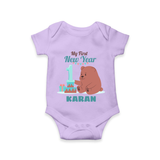 My First New Year – Bear with Cake | Personalised Romper for Kids - LILAC - New Born (Chest 14")