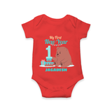 "My First New Year 2025 - Celebrating Memories With Our Customized Romper for Babies With Name" - RED - 0 - 3 Months Old (Chest 16")