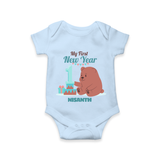 "My First New Year 2025 - Celebrating Memories With Our Customized Romper for Babies With Name" - BABY BLUE - 0 - 3 Months Old (Chest 16")