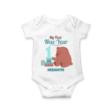 "My First New Year 2025 - Celebrating Memories With Our Customized Romper for Babies With Name" - WHITE - 0 - 3 Months Old (Chest 16")