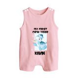 My First New Year – Blue Dino| Customized Romper Suit   - BABY PINK - 0 - 5 Months Old (Chest 18")