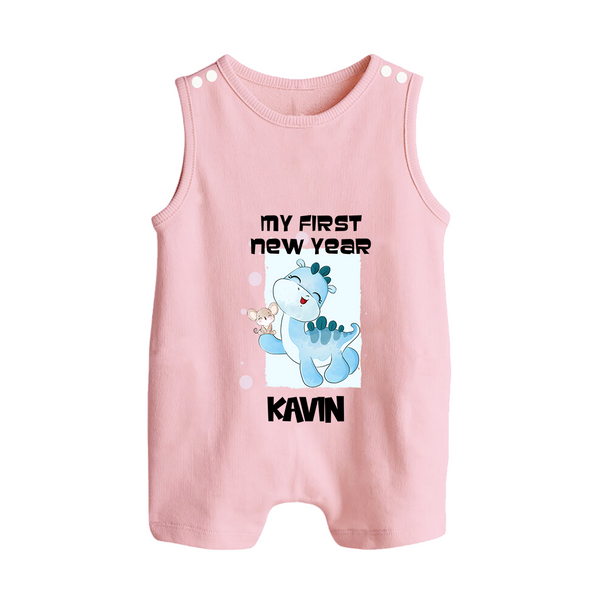 My First New Year – Blue Dino| Customized Romper Suit   - BABY PINK - 0 - 5 Months Old (Chest 18")