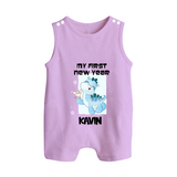 My First New Year – Blue Dino| Customized Romper Suit   - LILAC - 0 - 5 Months Old (Chest 18")