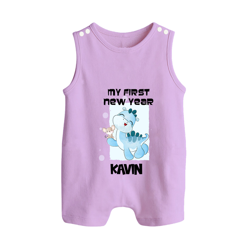 My First New Year – Blue Dino| Customized Romper Suit   - LILAC - 0 - 5 Months Old (Chest 18")